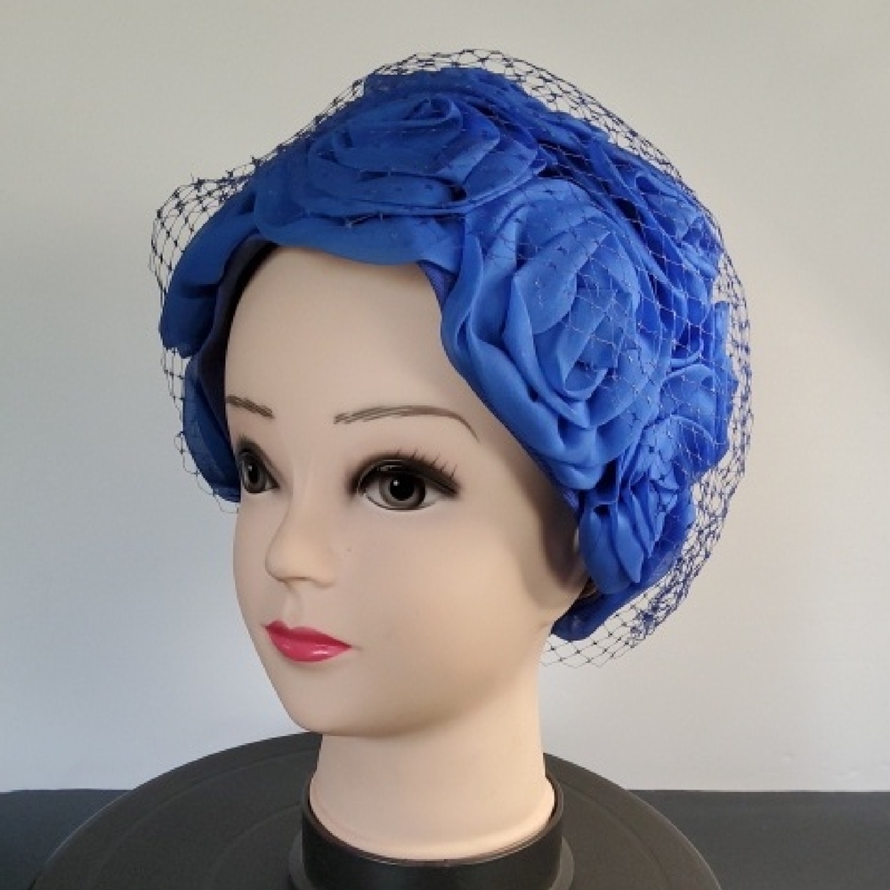 Elegant Blue Floral Headpiece Clover Lane